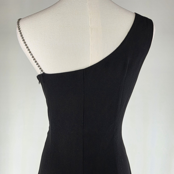 Elegant CDC Evening Black Gown Women’s 10 One Shoulder Rhinestone Strap Formal - Picture 5 of 11